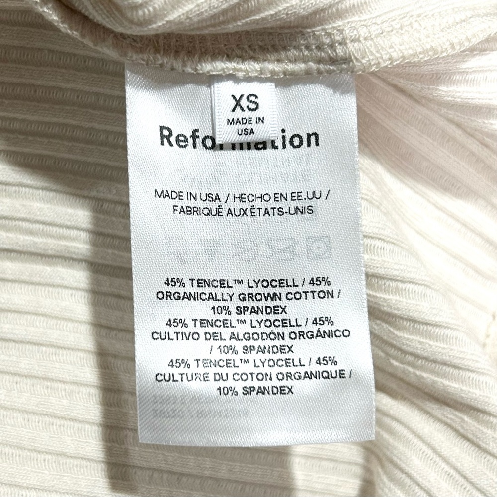 NWT Reformation Nolen Knit Collared Stitch Detail Top Bone XS Academia Casual - Picture 8 of 9